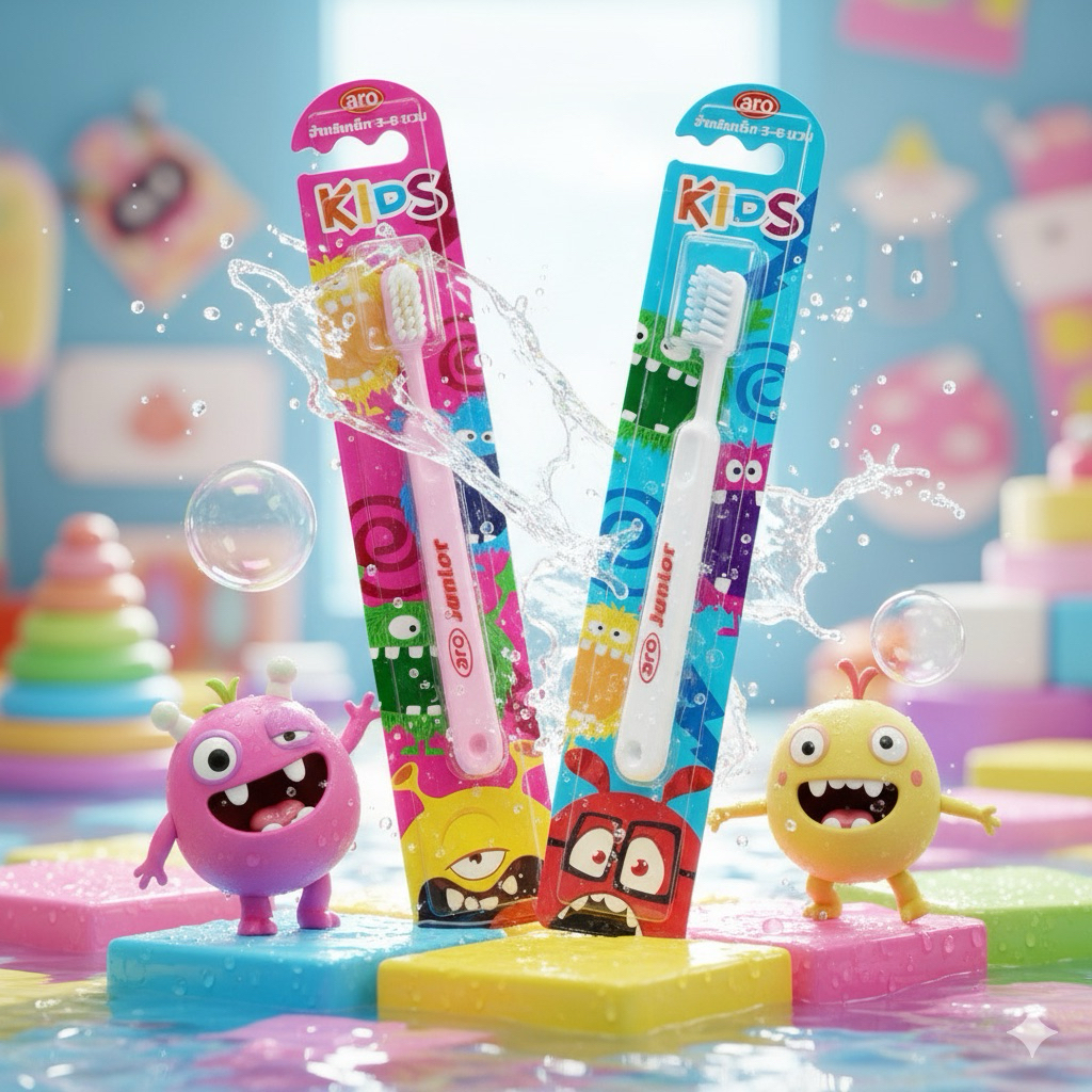 [♥สินค้าพร้อมส่ง♥]Aro แปรงสีฟันเด็กอนุบาล แปรงสีฟัน รุ่นจูเนียร์ 6 ชิ้น แปรงสีฟันสำหรับเด็ก 3-6 ขวบ