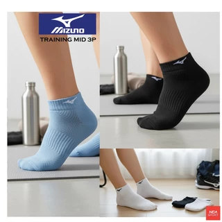 [คุณภาพในราคาเบาๆ] MIZUNO TRAINING MID 3P ถุงเท้า กีฬา มิตซูโน่ แท้