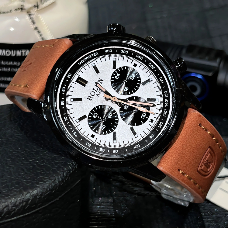 Bolun#6776 นาฬิกาข้อมือแบรนด์แท้สายหนัง หน้าปัด40มิล ดีไซน์เท่สุดคลาสสิค หรูหรา พร้อมส่ง