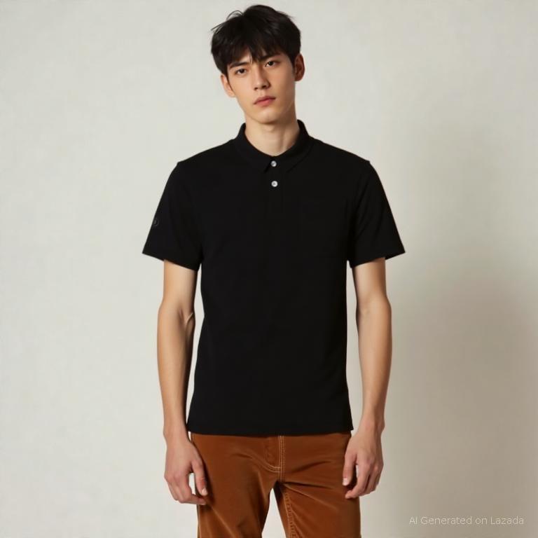 เสื้อคอปกสีล้วนGRAND SPORT มีกระเป๋าอกซ้าย(สีดำ) รหัส:12-106(ชาย/หญิง)