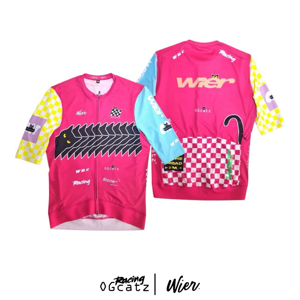 OGcatz9 (Racing) : Pink เสื้อปั่นจักรยาน Cycling Jersey Pro-Fit  เนื้อผ้าบางเบา ระบายอากาศดี พร้อมซิปหลัง Unisex