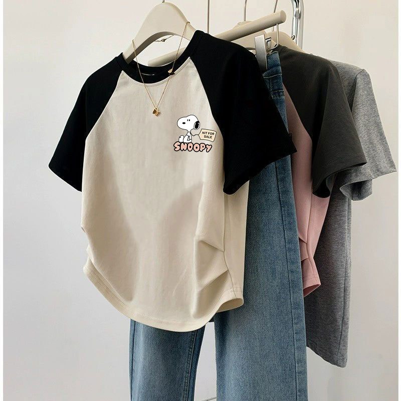 เสื้อครอปน่ารักสไตล์เกาหลี oversize เสื้อผ้าสาวอวบอ้วนไซส์ใหญ่ เสื้อยืดสวยๆผู้หญิงกําลังฮิตใหม่ล่าสุด แฟชั่นมาใหม่ M-3XL - รูปที่ 4