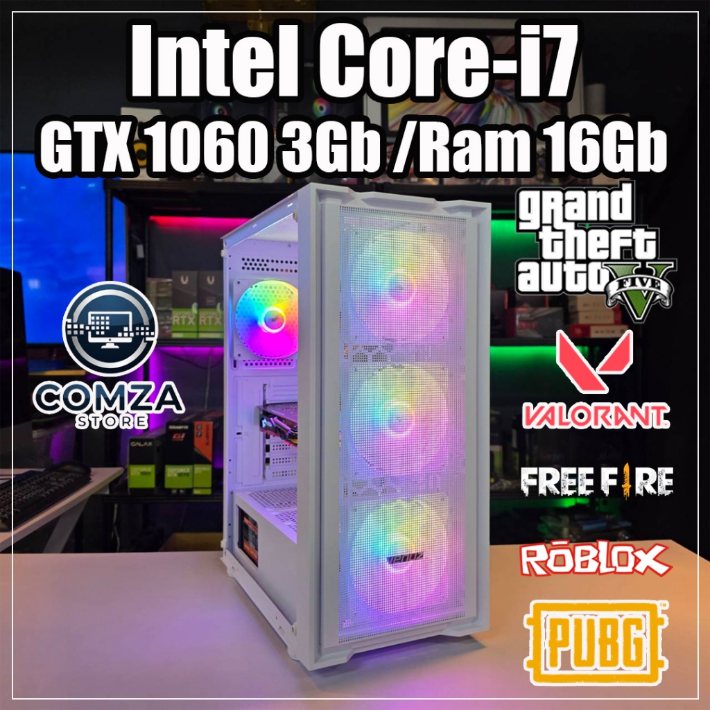 คอมพิวเตอร์ Core-i7 /GTX 1060 3Gb เล่นเกมส์ GTA V /Valorant /Freefire /Pubg /Roblox