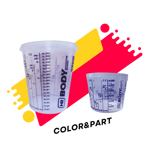 ถ้วยพลาสติกพร้อมฝา สำหรับผสมสีรถยนต์ [HB]BODY COLAD ขนาด 300ml.,600ml.,1100ml.,1900ml. ถ้วยผสมสี