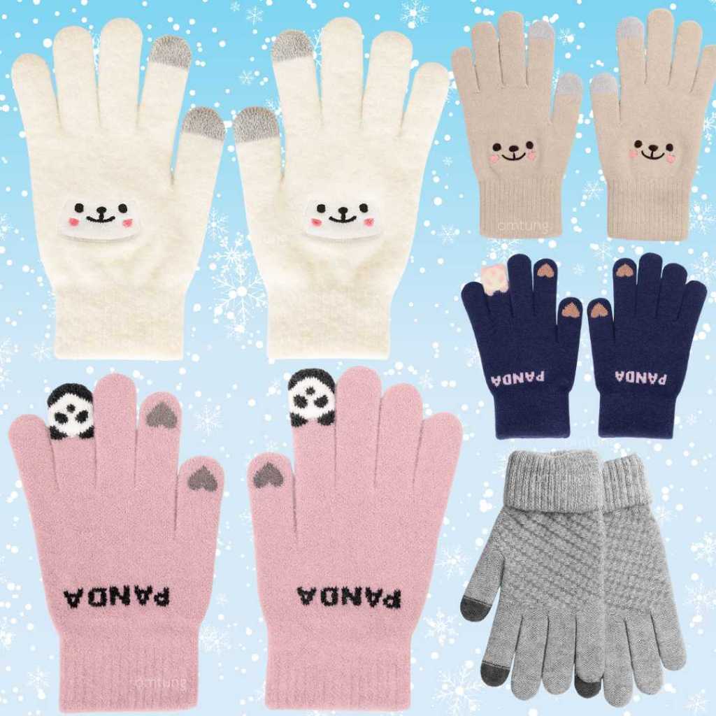 ถุงมือสัมผัสหน้าจอได้ ถุงมือกันหนาวเนื้อหนา นุ่ม สัมผัสหน้าจอได้ต้องถอดถุงมือ ราคา ต่อ 1คู่