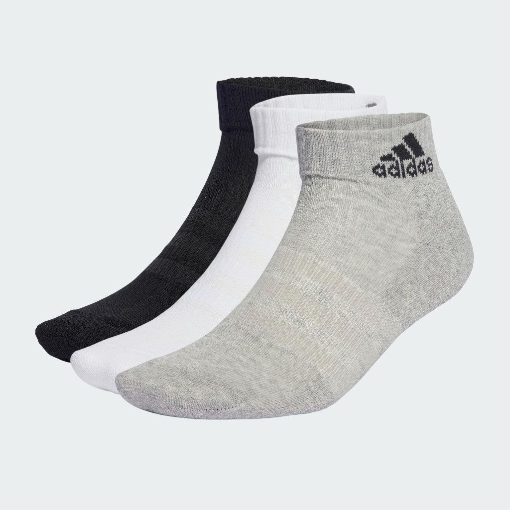Adidas ถุงเท้า Cushioned Sportswear Ankle Socks 3 Pairs | Medium Grey Heather/White/Black ( IA3948 )