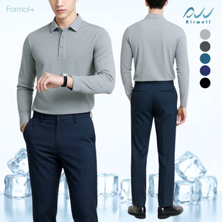 AIRWELL เสื้อยืดคอปกแขนยาวติดแอร์ รุ่น Formal ผ้าIce Silk กันUV ใส่สบาย แห้งไว ไม่ต้องรีด เย็นกว่าถึง-8 ํc