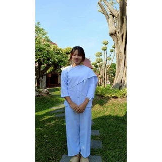 สะไบ หรือผ้าเบี่ยง สีขาวโ​อ​โม่​ ผ้าโซล่อน