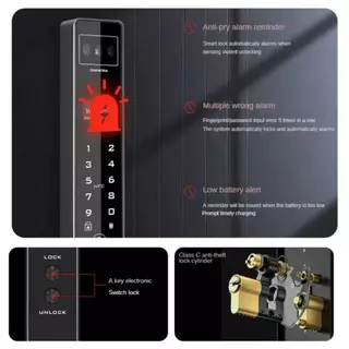 รุ่นใหม่ Conlock บานเลื่อน กลอนประตูดิจิตอล ล็อคอัตโนมัติ สแกนหน้า สแกนฝามือ Xercon