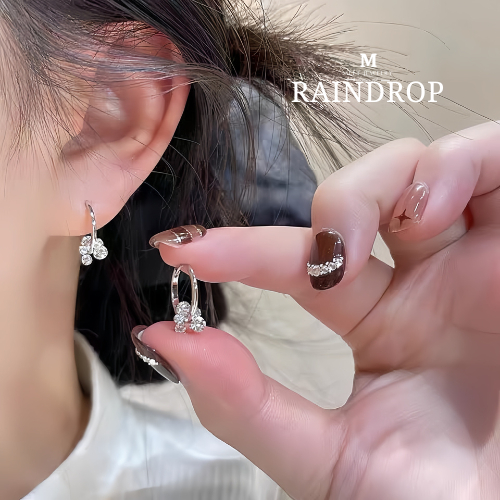 MEET💕ต่างหูเงิน raindrop ต่างหูเพชร ต่างหูเก๋ๆ ต่างหูแฟชั่น ตุ้มหูเงินแท้ ต่างหูผู้หญิง ต่างหู