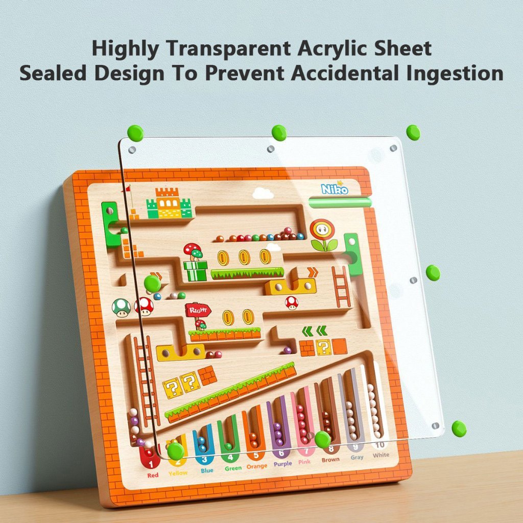 NIKO ของเล่นไม้แม่เหล็ก ฝึกนับเลข เรียงสี สำหรับเด็กชายหญิง 3 ขวบขึ้นไป - รูปที่ 3