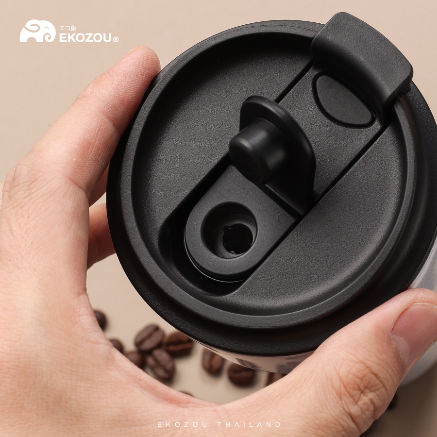 EKO Ceramic Cup ขนาด 480ml/16oz แก้วสแตนเลส 304 มาพร้อมหลอดเด้ง เคลือบเซรามิค เก็บได้ทั้งร้อน-เย็น ราคา ถูกที่สุด ดีลบีเคเค แกลเลอรีภาพที่ 5
