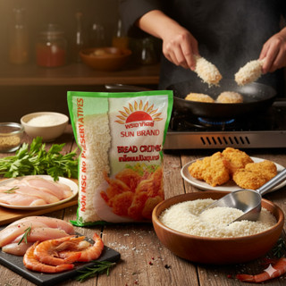 (ยกลังx10ถุง) เกล็ดขนมปัง สีขาว  ตรา พระอาทิตย์ บรรจุ 1 กก.