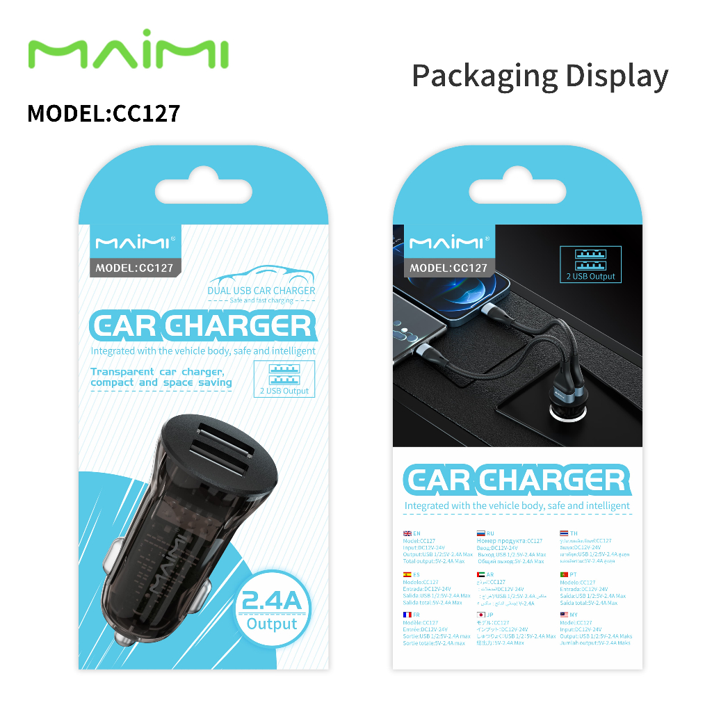 MAIMI CC127 หัวชาร์จรถ 2USB