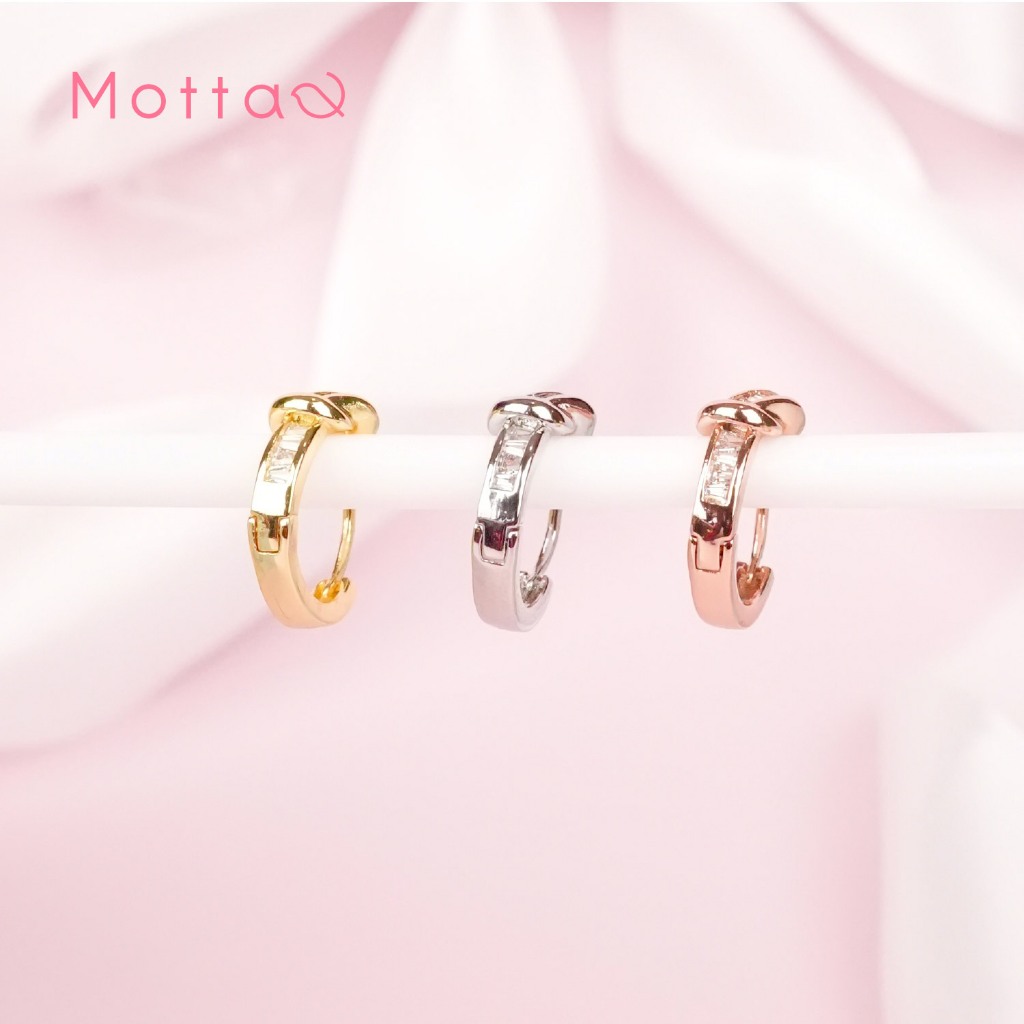 Motta Earring ต่างหูห่วงชุบทองคำขาว เรียบหรู ใส่ได้ทุกโอกาส ขนาด 12 mm.