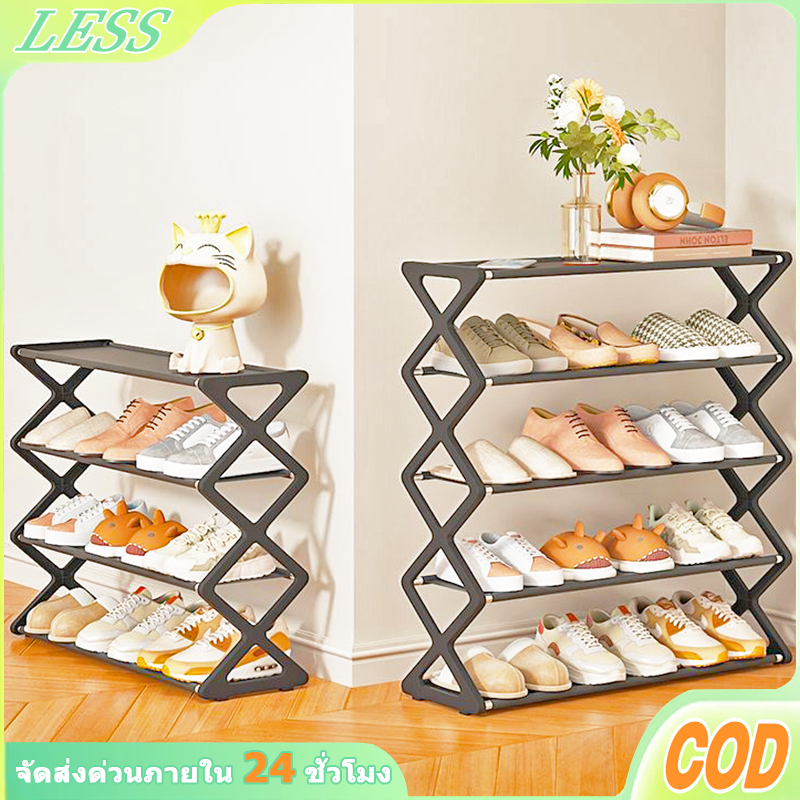 LESS ที่ได้รับความนิยมมากที่สุด ชั้นวางรองเท้า ชั้นวางรองเท้ารูปตัวx 4ชั้น/5ชั้น ประหยัดพื้นที่ ชั้นวางอเนกประสงค์