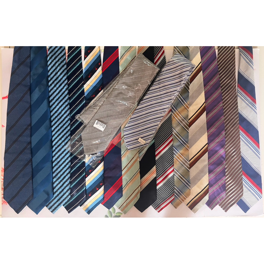 Set 2️⃣7️⃣ Stripe tie 3.75“- 4” เนคไทลายทางแบบผูก หน้ากว้าง 4นิ้วมือหนึ่ง มือสอง นำเข้าญี่ปุ่น