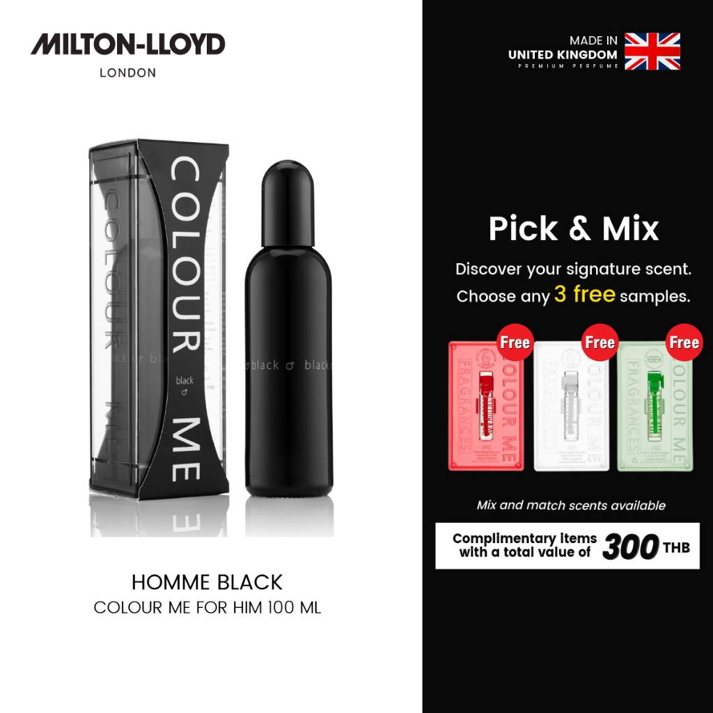 (ฟรี น้ำหอมพกพา) น้ำหอม MILTON-LLOYD COLOUR ME HOMME BLACK For Him EDP 100ml น้ำหอม พรีเมี่ยม นำเข้า จากอังกฤษ