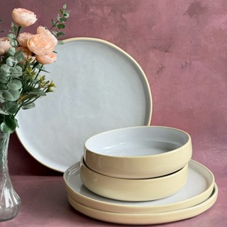 จาน ชาม เซรามิก สีขาวครีม จานดินเนอร์ ชามพาสต้า เข้าไมโครเวฟ…