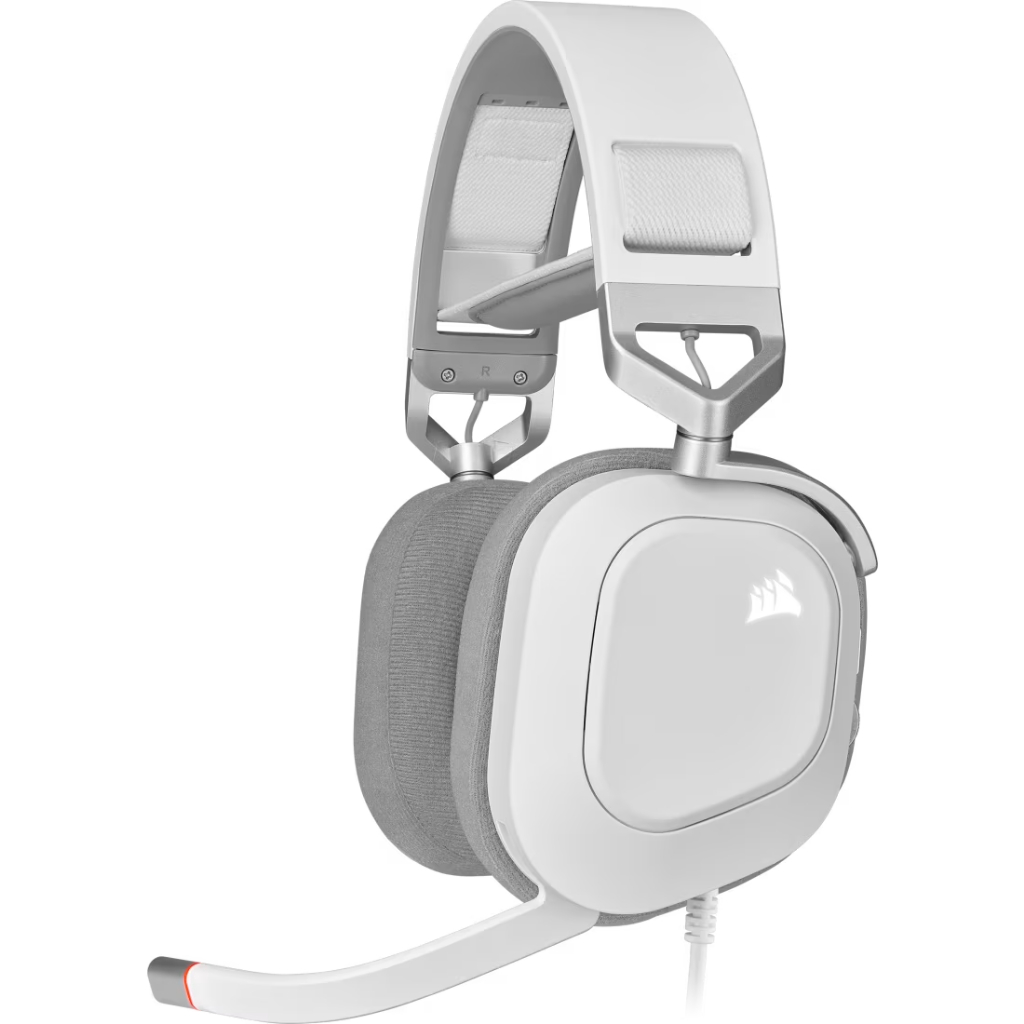 CORSAIR HS80 RGB White (CA-9011238-AP) USB Wired Gaming Headset **ไม่รวมขาแขวนหูฟัง**