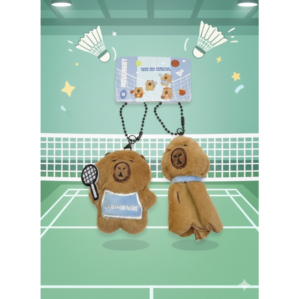 💚พร้อมส่งจากไทย💚 พวงกุญแจคาปิบาราแบดมินตัน
