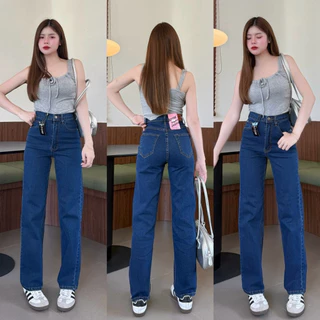 [กางเกงยีนส์ลดเพิ่ม 50% ใส่โค้ด DETSEP50 ] พร้อมส่ง รหัส8001 กางเกงยีนส์ขากระบอก เอวสูง ผ้ายืด
