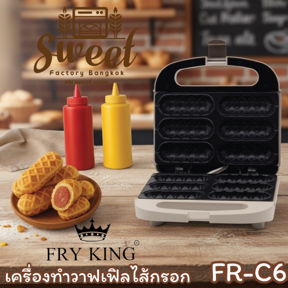 เครื่องทำวาฟเฟิลไส้กรอก FRY KING รุ่น FR-C6   วาฟเฟิลฮอทด็อก คอร์นด็อก