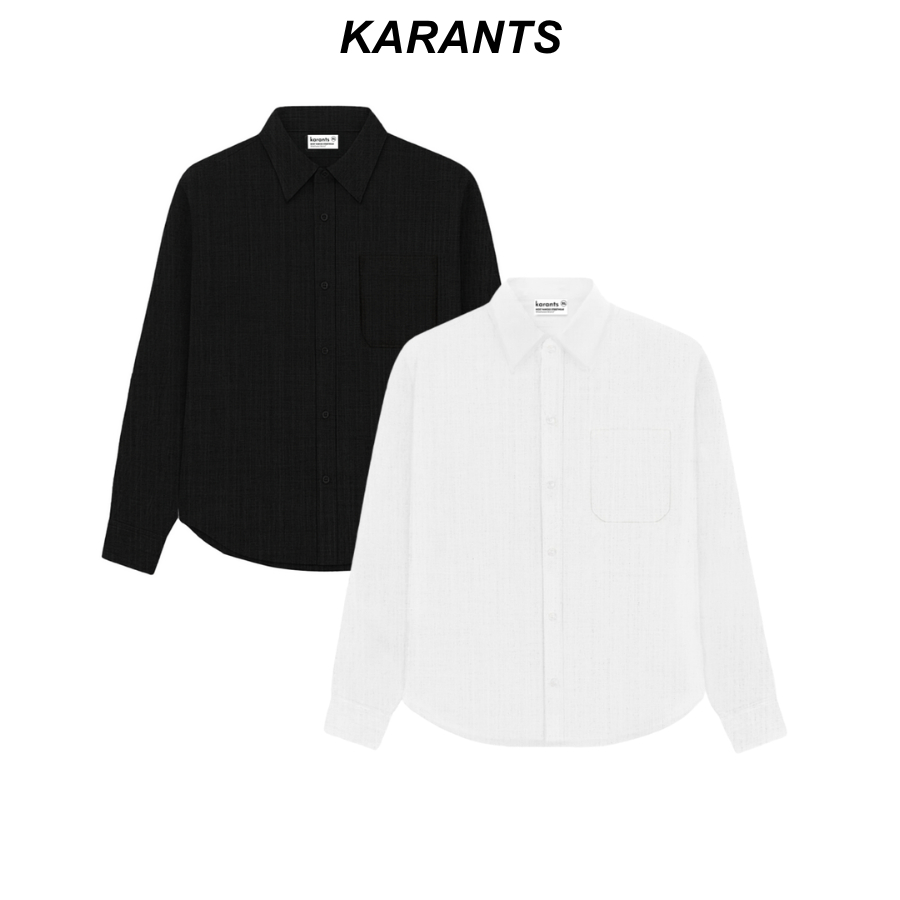 (Cleanfit) Karants เสื้อเชิ้ตสีพื้น ทรง Cleanfit Boxy มีกระเป๋า ช่วยเสริมรูปร่าง ผ้าลินินลายพรีเมียม