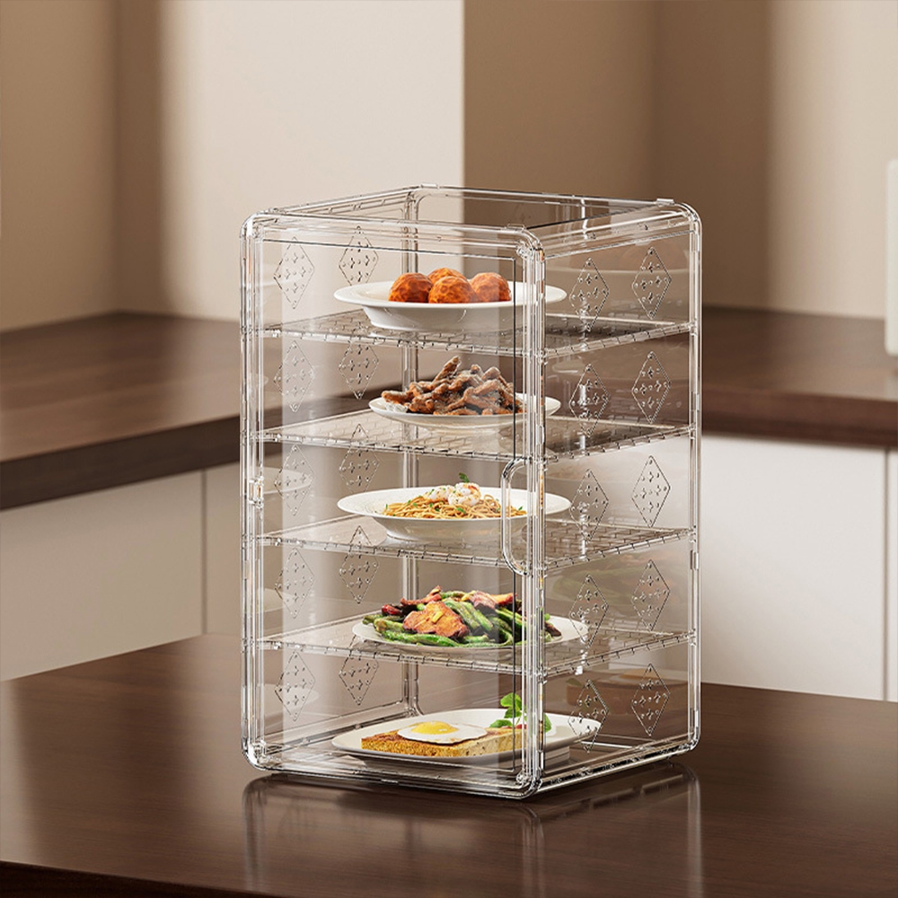 ครอบอาหารโปร่งใส ชั้นเก็บกับข้าว ฝาครอบอาหาร 4/5 ชั้น ป้องกับฝุ่นและแมลง สำหรับถนอมผัก ผลไม้ และอาหาร อเนกประสงค์