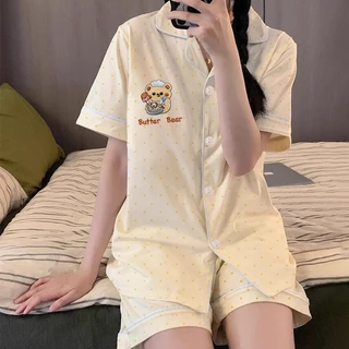 (พร้อมส่งจากไทย) ชุดนอนแขนสั้น ขาสั้น เลือกลายได้ ลายน่ารัก คอตตอน ใส่สบาย ชุดนอน