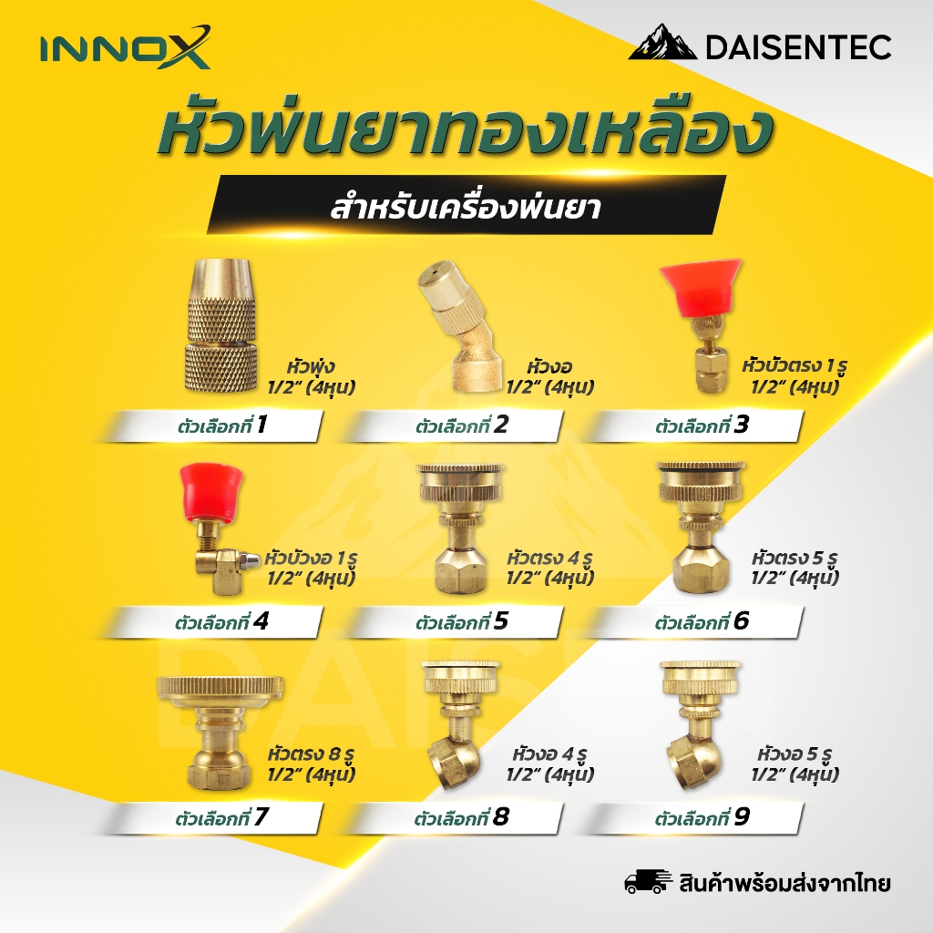 DAISENTEC – หัวพ่นยาทองเหลือง  หัวฉีดน้ํา หัวฉีด หัวพ่นน้ำ สำหรับด้ามพ่นยา ปรับหัวพ่นได้ พร้อมส่ง