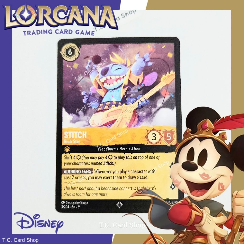 Stitch - Rock Star - EN9 003/204 SR - Disney Lorcana (ดิสนีย์ ลอร์คาน่า) (Fabled)