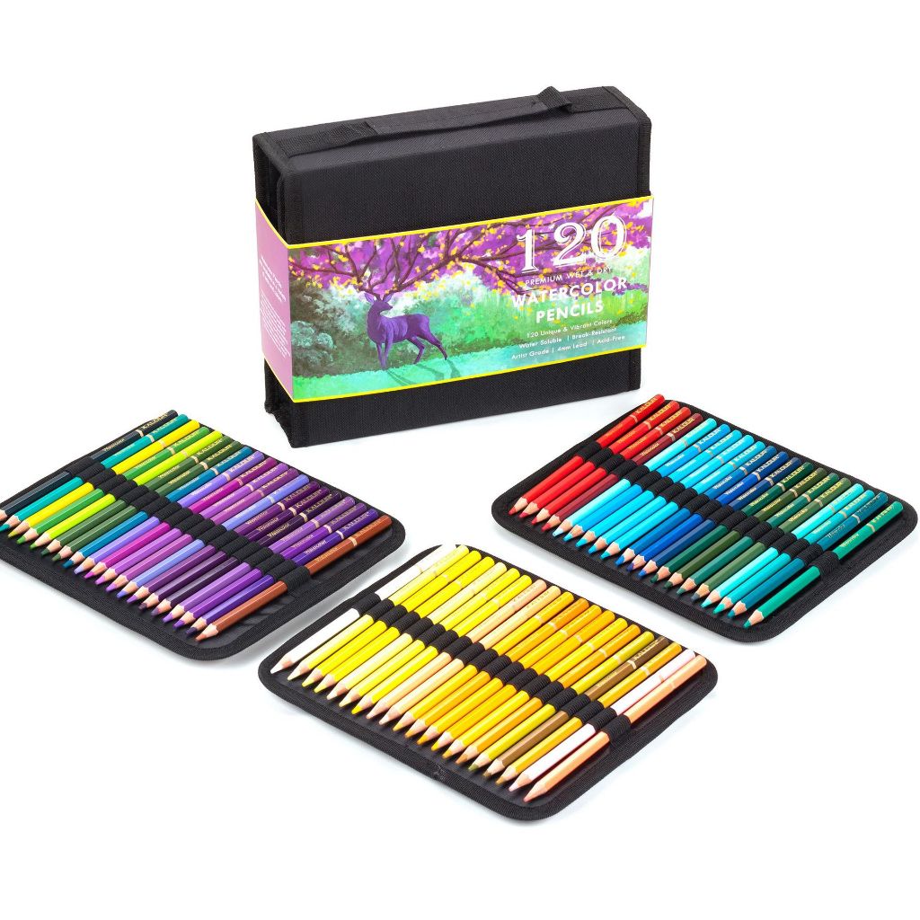 ชุดดินสอสีละลายน้ำ120 สีมืออาชีพละลายน้ําสีดินสอชุดศิลปินจิตรกรรมร่างดินสอสีไม้โรงเรียนอุปกรณ์ศิลปะ