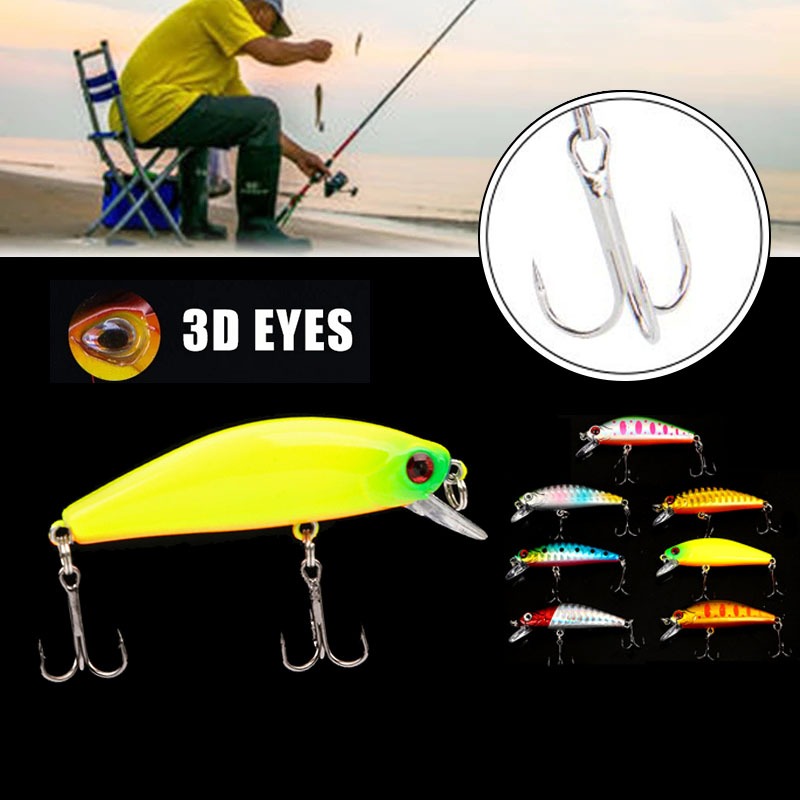 เหยื่อตกปลา เหยื่อปลอม พร้อมตะขอ Fishing 3D Eyes อุปกรณ์ตกปลา
