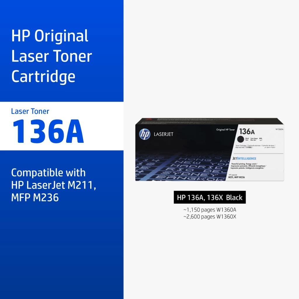 [ส่งด่วน] ตลับหมึกHP 136A / 136X | หมึกปริ้นเตอร์เลเซอร์ สีดำ Original LaserJet Toner Cartridge