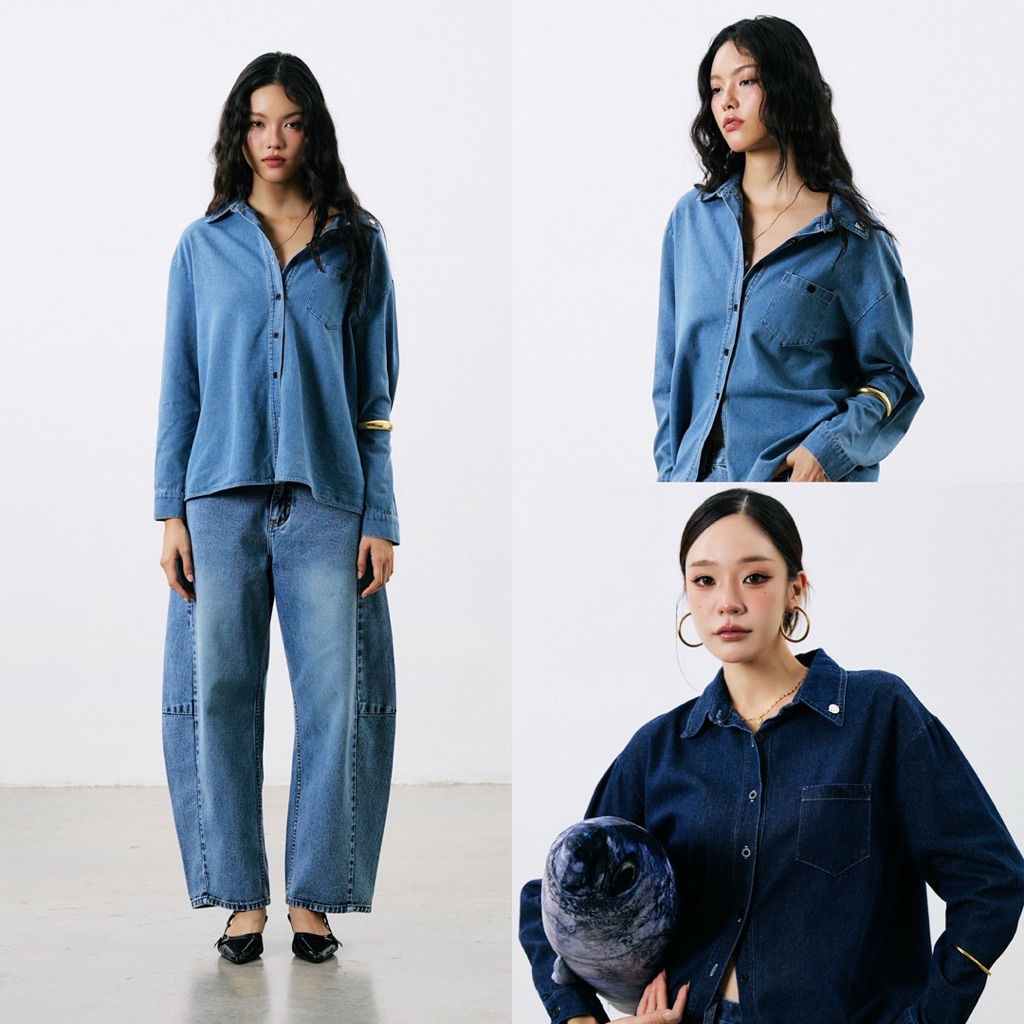 เสื้อแขนยาว CHAMNIII รุ่น Fisherman denim shirt