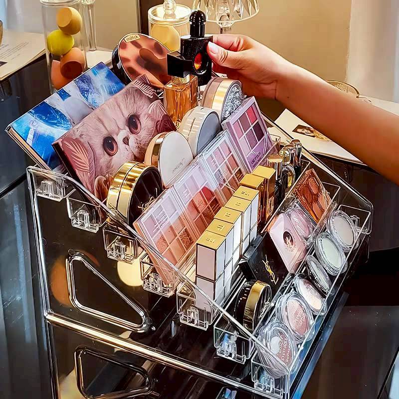 ชั้นวางเครื่องสำอางอะคริลิคใส รุ่น 7 ชั้น จุได้เยอะ ชั้นวางอเนกประสงค์แบบขั้นบันได ที่จัดระเบียบเครื่องสำอาง