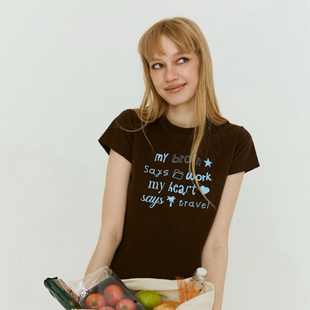 **ทักแชทขอโค้ด** เสื้อ Boyish Tee (ใหญ่กว่าBaby teeนิดนึงค่า) ลาย My heart says travel🏝️