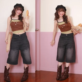 kome.offi เสื้อสายเดี่ยว 2 เลเยอร์ kumi tank top