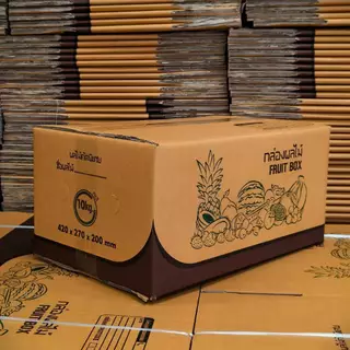 กล่องผลไม้ ไซส์ M ใส่ได้ 10 กก. แถบสีน้ำตาล (มัด 10 ใบ) ขนาด27x42x20 cm