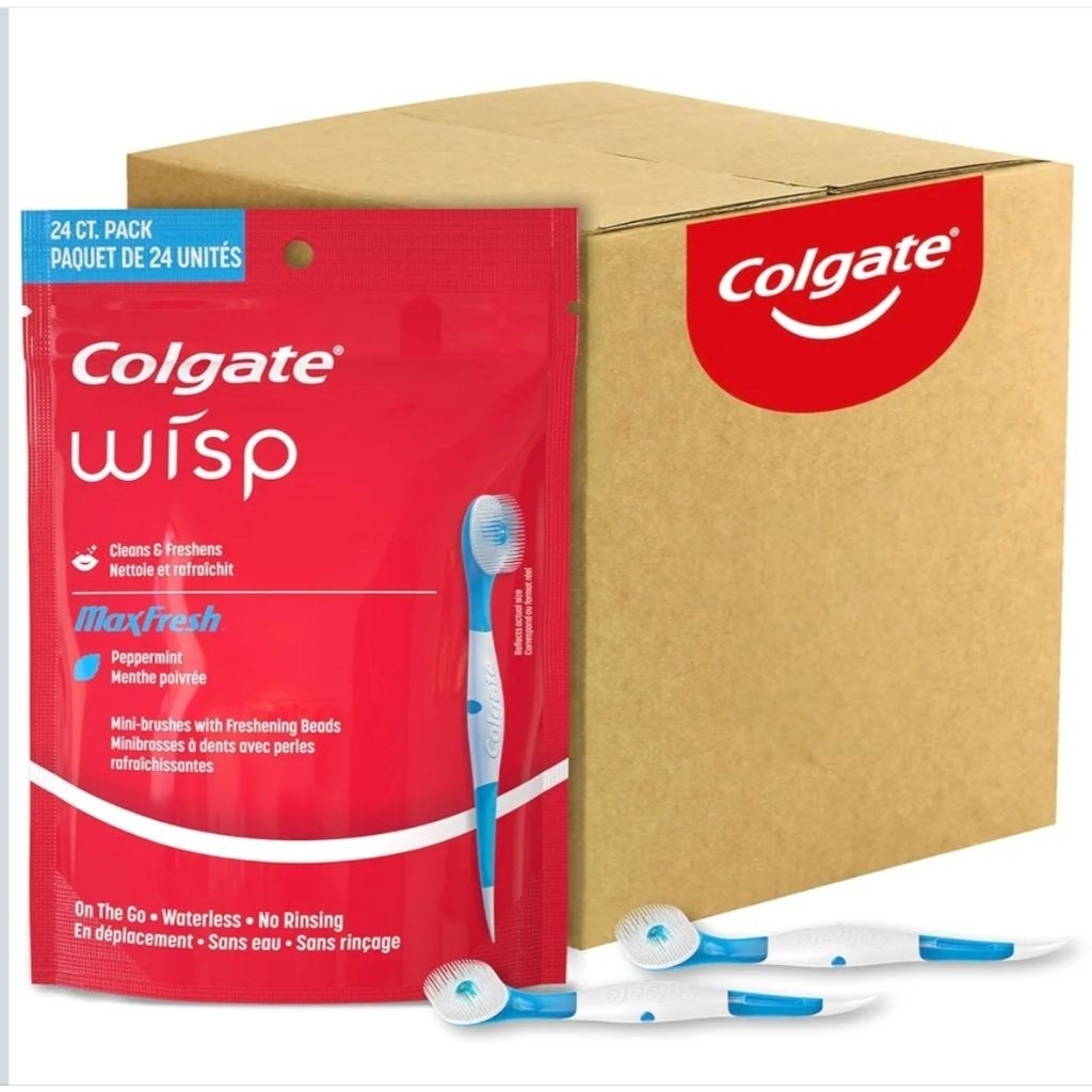 พร้อมส่ง/Colgate Max Fresh Wisp แปรงสีฟันแบบใช้แล้วทิ้งกลิ่นเปปเปอร์มินต์ 24 ด้าม
