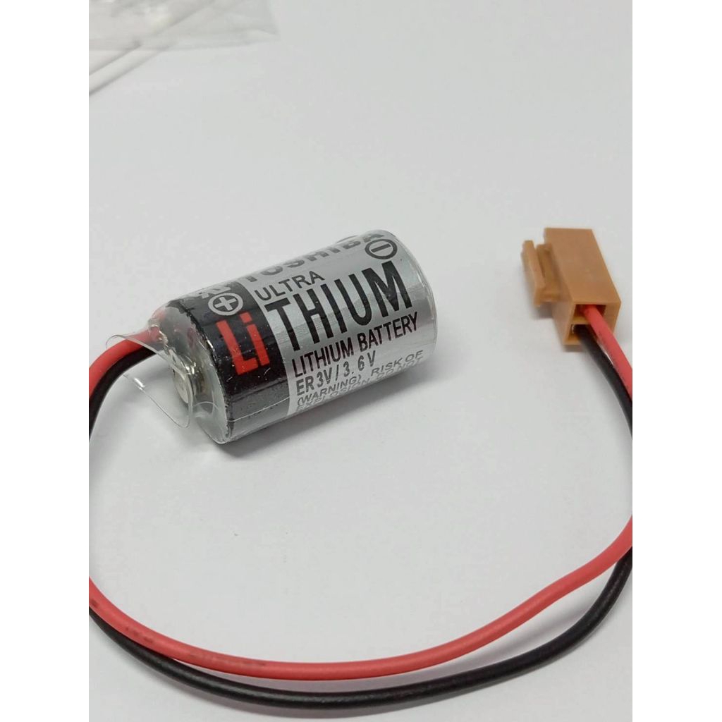 ร้านใน กทม แบตเตอรี่ PLC ER3V/3.6V แจ็คน้ำตาล พร้อมกล่อง Battery PLC ยี่ห้อ TOSHIBA (โตชิบา) ER3V -แจ็คเสียบ
