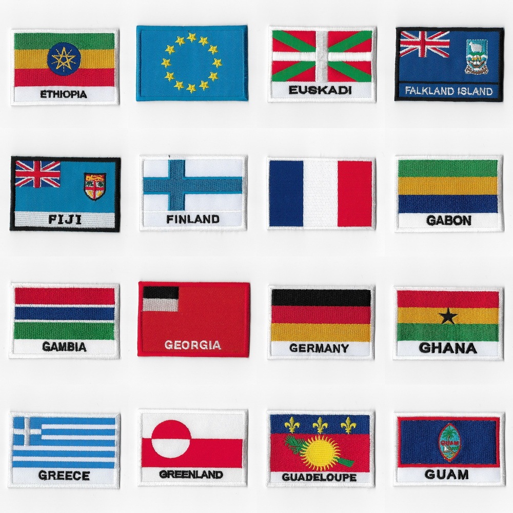 อาร์มติดเสื้อ ตัวรีดติดเสื้อ อาร์มธงชาติ มีกาวด้านหลัง ประเทศต่างๆ ขนาด 7x5 ซม. 16 ประเทศ ชุดที่ 5