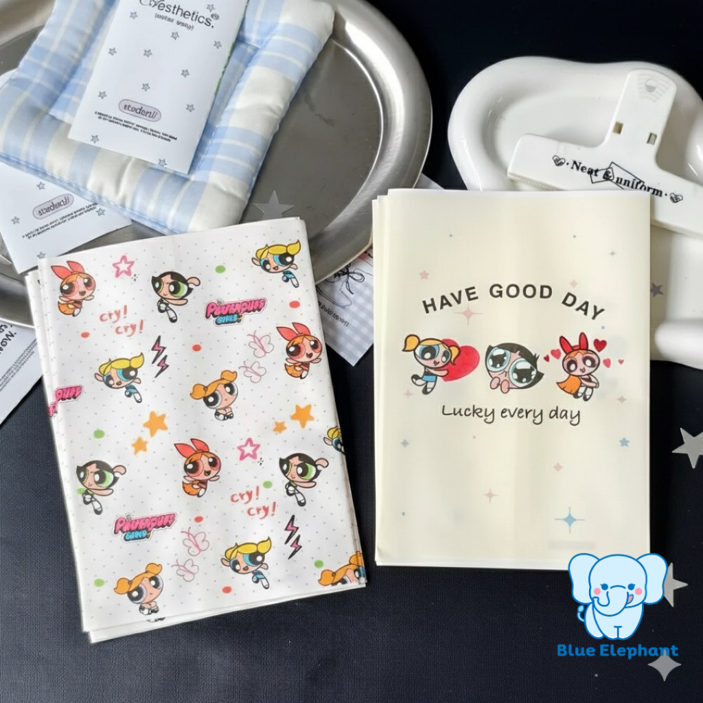 Blue Elephant ซองกระดาษลายเพาเวอร์พัฟเกิล ถุงใส่ของขวัญ แพ็กเกจจิ้งสดน่ารัก 12x17cm - รูปที่ 5