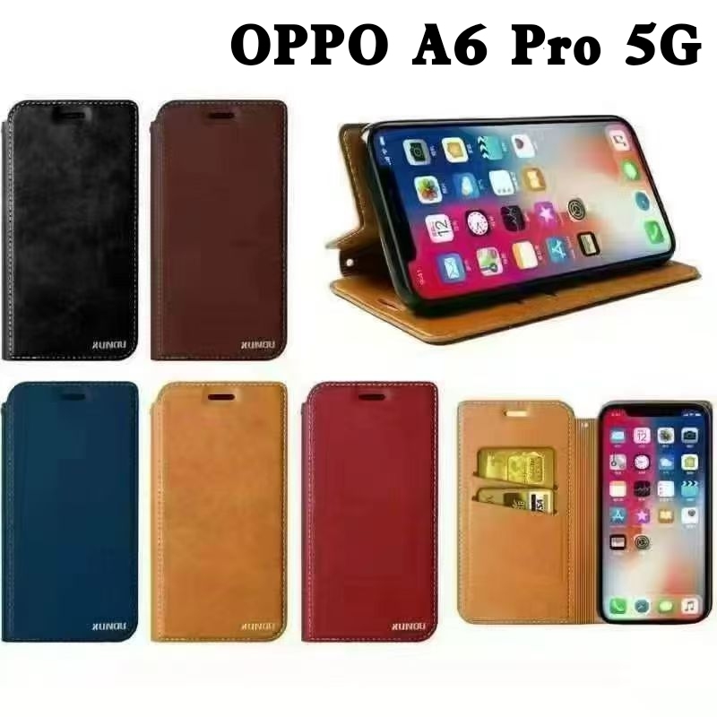 OPPO A6 5G/OPPO A6x 5G/A6 Pro 5Gตรงรุ่น(ส่งในไทย)เคสฝาพับOPPO A6Pro 5Gเคสกระเป๋าเปิดปิดแบบแม่เหล็ก เก็บนามบัตรได้