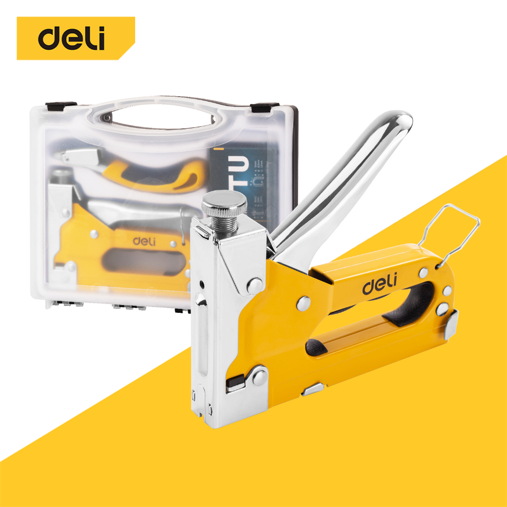 [แถมฟรีลวด] Deli ชุดเครื่องยิงแม็ก แม็กยิงบอร์ด อุปกรณ์ครบชุด ไม่ต้องซื้อเพิ่ม Staple Gun Set