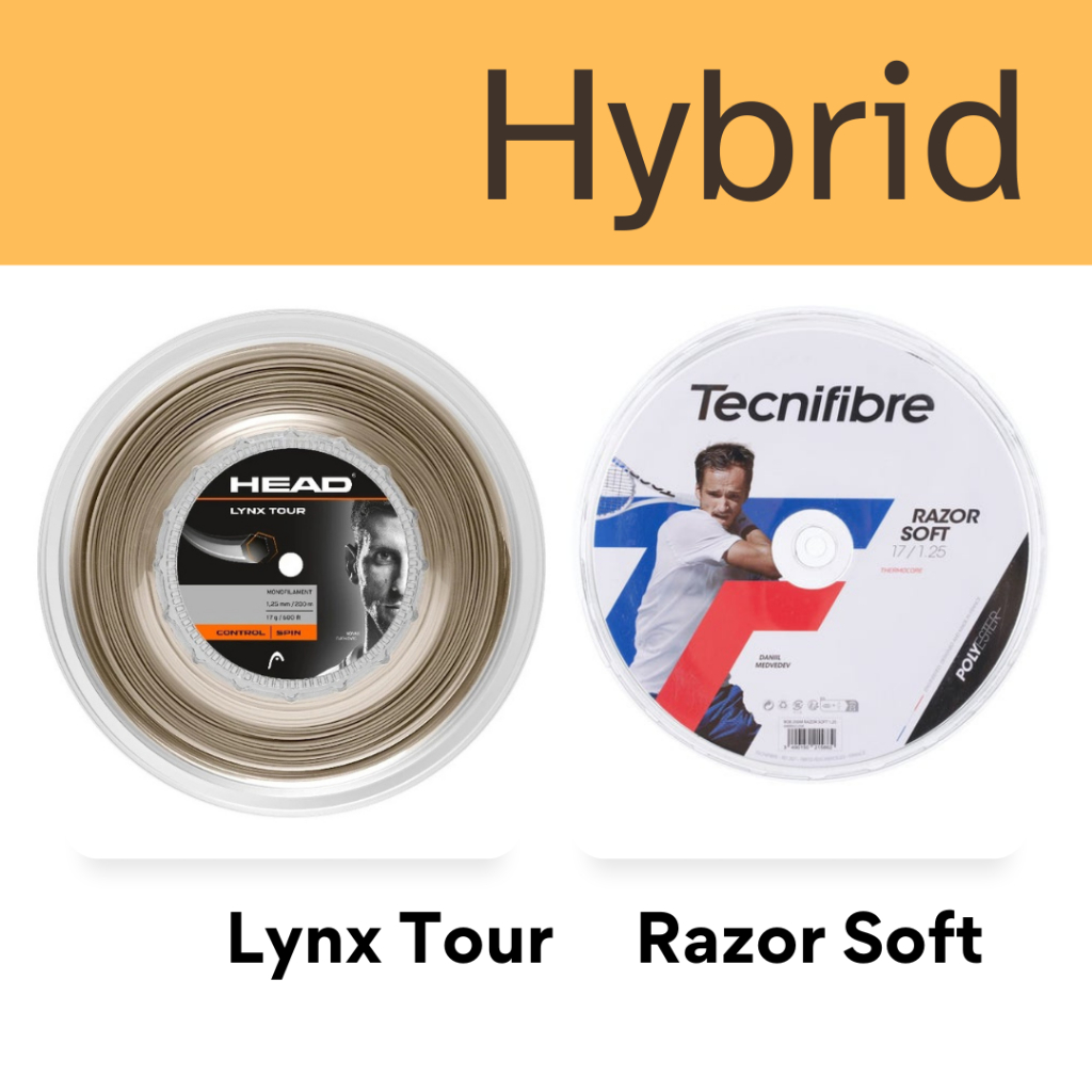 เอ็นไม้เทนนิสไฮบริด Head Lynx Tour / Tecnifibre Razor Soft (ตัดแบ่ง)