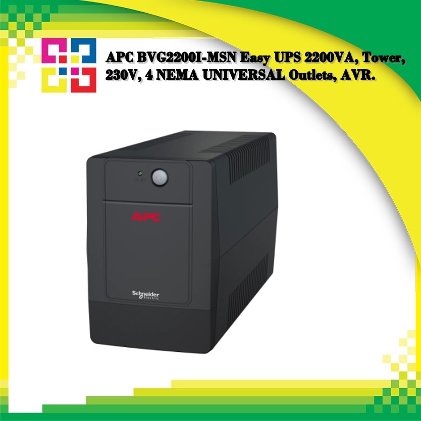 APC BVG2200I-MSN Easy UPS 2200VA, Tower, 230V, 4 NEMA UNIVERSAL Outlets, AVR.