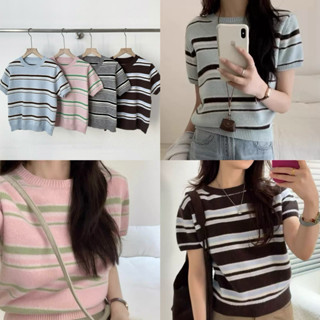 Somedays | 🐰Wendy Top ไหมพรมแขนสั้นผ้านุ่มสไตล์พส.เกาหลี ลาย…