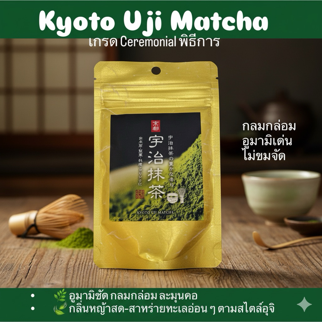 พร้อมส่งในไทยผงมัจฉะชาเขียวแท้จากเมือง UJI เมืองดังเรื่องชาเกรดพิธีการหอมละมุนต้องลองขนาด 70 กรัม